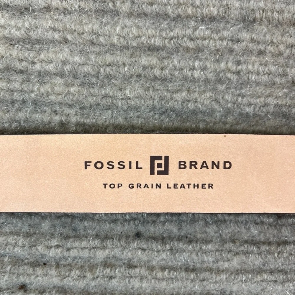 Fossil Mens Burgundy Mahogany Leather Belt Silver Buckle Modern Vintage 38 40